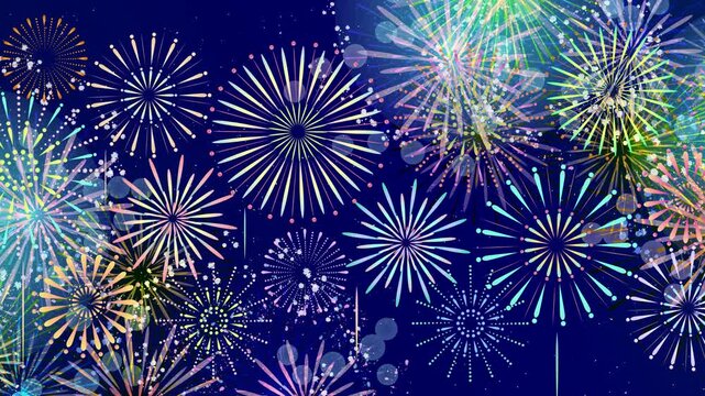 Vibrant Colorful Fireworks Display at Night 4K