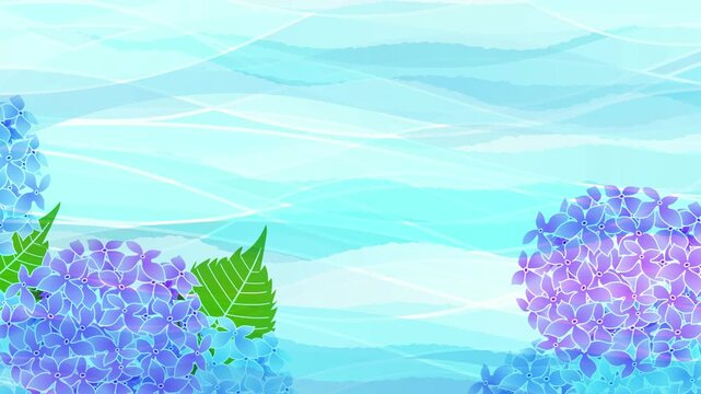 Blue Hydrangea Flowers in Seasonal Rain 4K