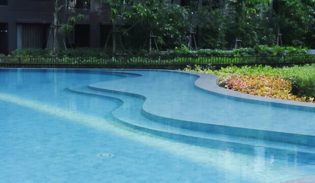 Swimming pool and pool views in a luxury condo.