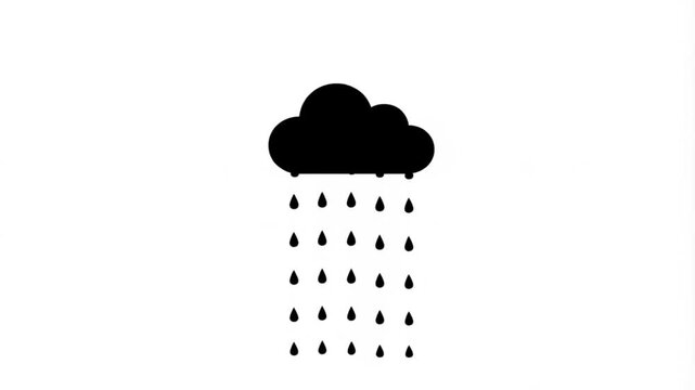 rain cloud icon, minimalist black and white vector