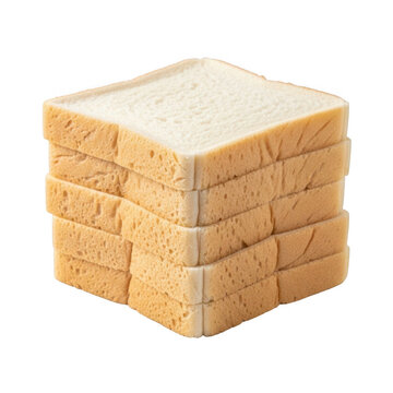 Stack of toasted bread slices isolated on transparent background