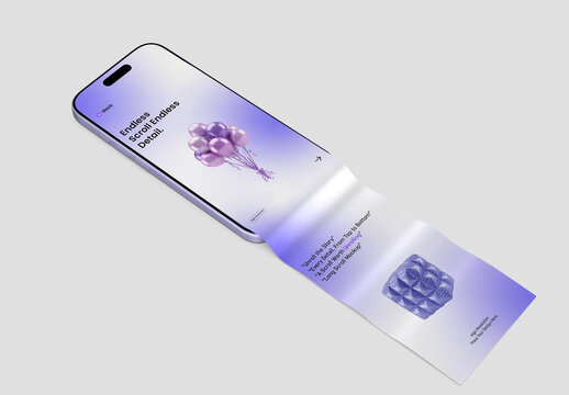 Long Scroll Smartphone Screen UI Mockup Template for Mobile App and Web Presentation