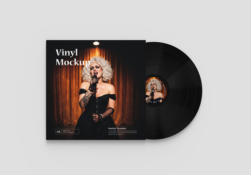Vinyl Record Mockup with Square Sleeve for Music Branding Presentation