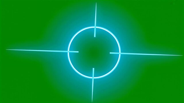 Futuristic blue neon target scope reticle with crosshairs on green screen HD video for video editing