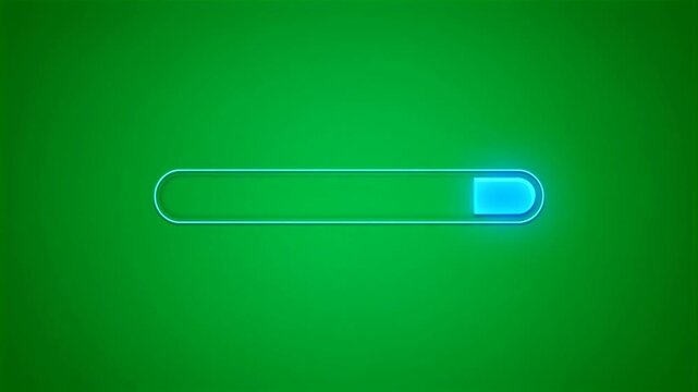 Neon blue loading bar progress indicator animation on green background HD video for video editing