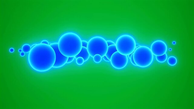 Floating glowing blue circular bubbles moving on green screen background HD video for video editing