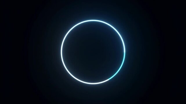 Glowing white circular loading progress bar animation on black background HD video for video editing