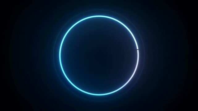 Minimalist blue neon circle progress indicator on black background HD video for video editing