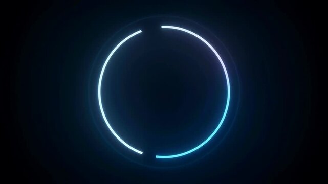 Glowing neon blue circle loading animation on dark background HD video for video editing