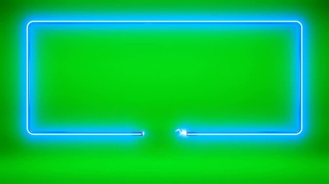 Animated glowing blue neon rectangular border frame with electric spark effect HD video for video editing