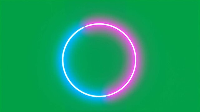 Abstract pink and blue glowing neon circle loading animation on green screen HD video for video editing