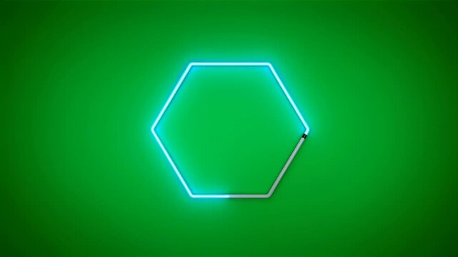 Animated glowing blue neon hexagon frame light effect HD video for video editing border HD video for video editing