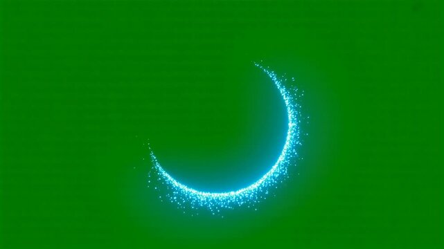 Sparkling neon blue circle particles glowing on chroma key green background HD video for video editing