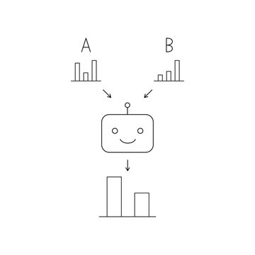 AI Competitor Analysis Icon, Competitive Analysis, Benchmarking, Business Intelligence, Outline Vector｜AI競合分析アイコン、競合分析、競合比較、ベンチマーク、AI分析、線画ベクター