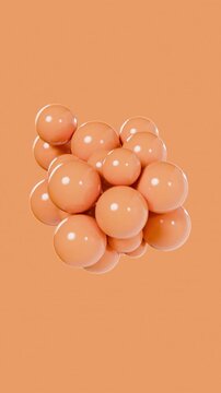 3d sphere bubbles popping in and out, on a orange background