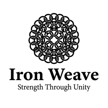 Strong geometric logo showcasing woven metal rings, representing unity, industrial strength, and secure structural connections.