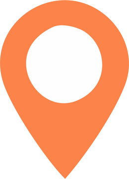 Orange location pin icon, map marker illustration