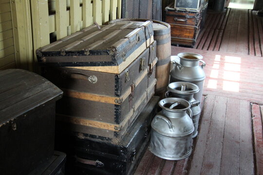 old suitcases on the railway