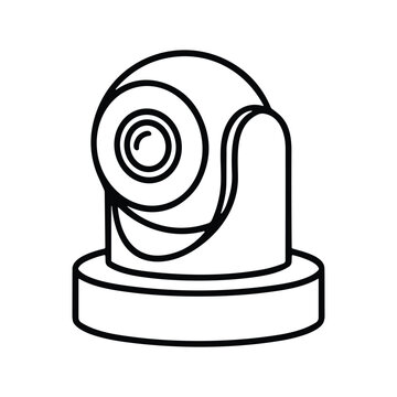 Outline icon of an indoor ptz security camera on a base