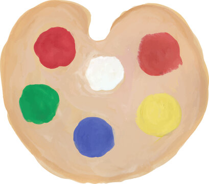 Painter's Palette with Paint Blobs Illustration