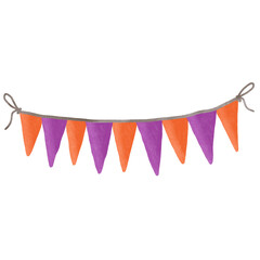 Fototapeta premium Whimsical hand drawn Halloween bunting garland clipart icon