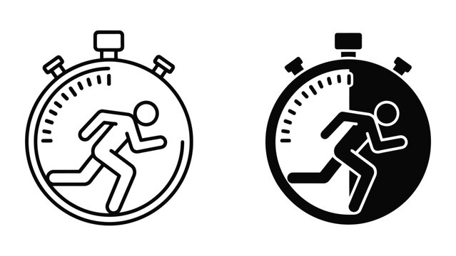 Stopwatch running icon set. Time management symbol for fast delivery and deadline concepts.