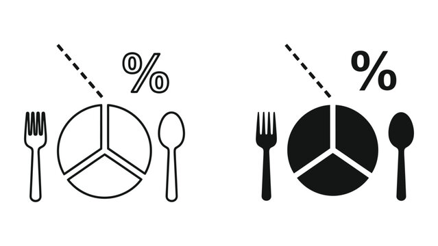 Food cost percentage icon. Restaurant profit margin and dining budget analysis vector symbol.