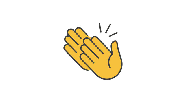 Close up of two cartoon style clapping hands with motion lines on a plain background for celebration and success themes