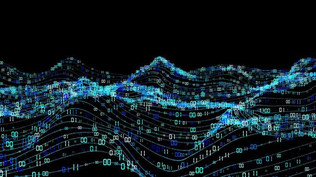 Colorful random numbers abstract wave video animated background