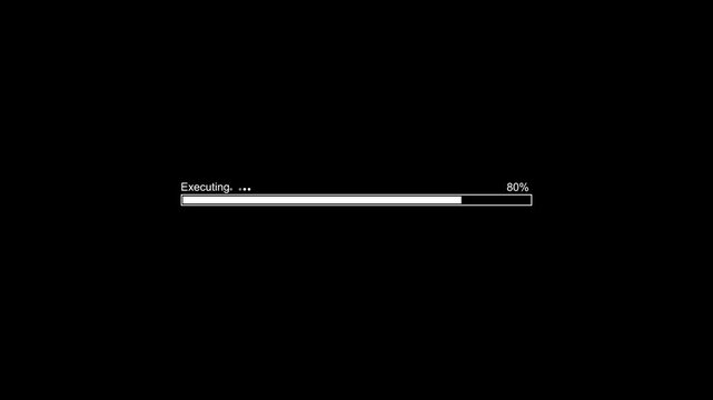 Minimalist progress bar loading animation with executing text percentage counter