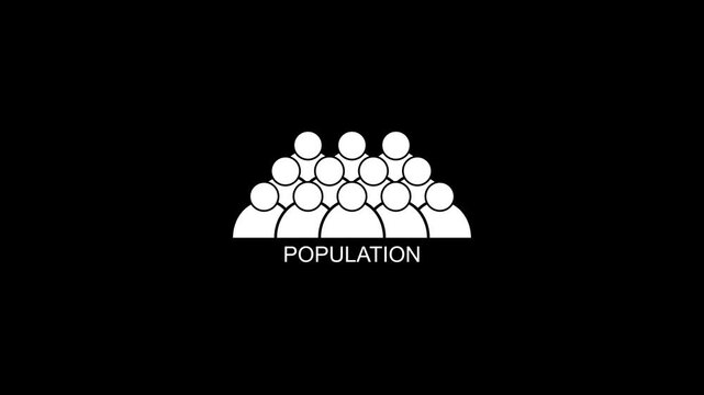 Population growth concept animation with growing crowd and text overlay demographics society community
