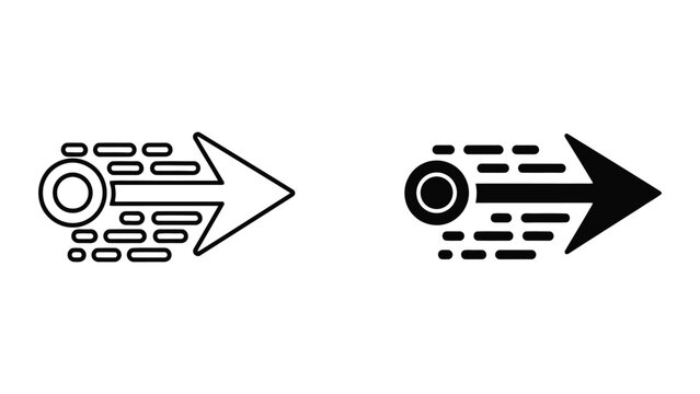Fast motion arrow icons. Speed and direction symbols for UI design.