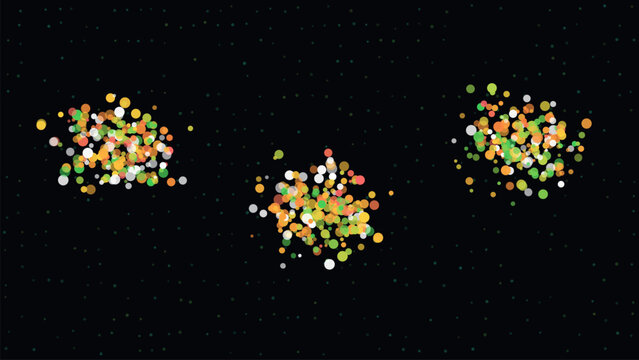 Abstract digital music visualizer featuring glowing colorful particles and light bursts isolated on a deep black background for creative motion design projects