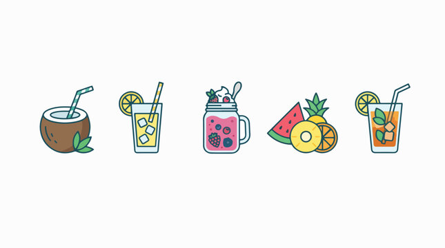 Fresh coconut juice and lemon drink. Tropical summer beverage served in a glass.