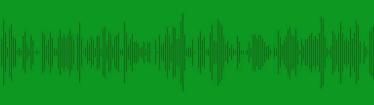 Dynamic audio waveform visualization on green screen for music and sound editing