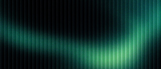 Obraz premium Futuristic dark green abstract background with vertical stripes. Cinematic glowing emerald light wave on black texture. Modern digital tech backdrop for corporate presentation and web design.