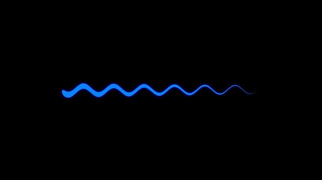 Blue sine wave audio spectrum animation on black background, for ui sound, wave waveform frequency
