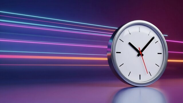 Clock with light trails representing time speed