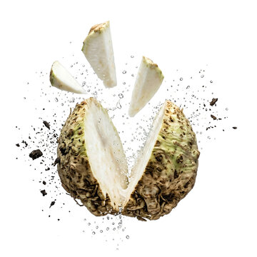 Fresh coconut meat slices on grated coconut isolated on white background.