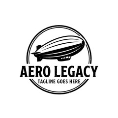 Minimalist zeppelin emblem for aerospace and travel branding. © BasthaDocumentary