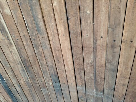 Rustic weathered brown wooden planks background showing vertical timber grain and water stains
