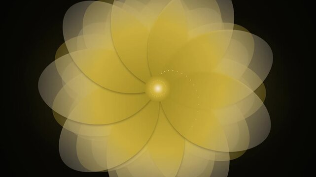 Abstract Golden Flower Bloom with Layered Petals on Black Background