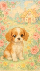 Fototapeta premium Cute puppy cottage mobile wallpaper