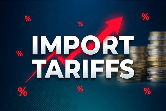 Import tariffs increase with rising costs, business and finance concept