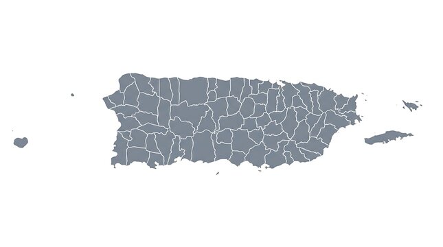 A highly accurate cartographic representation displays the administrative boundaries of all municipalities located within the island territory of Puerto Rico for professional geographic planning