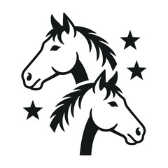 Fototapeta premium Two horse heads with stars illustration