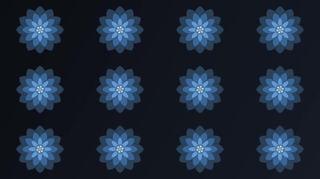 Blue lotus flower pattern illustration on a dark background for design and decor