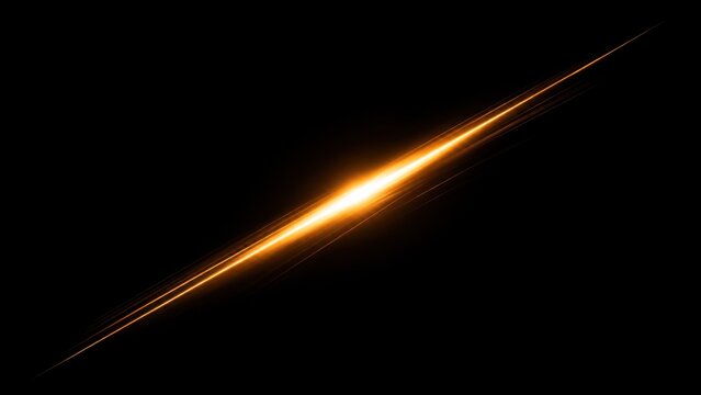 A bright golden star flare light effect isolated on a black background for creative design and digital overlays