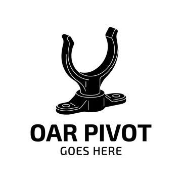Functional nautical oarlock symbol for marine, sports, or vessel equipment branding.