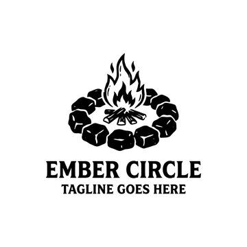 Cozy outdoor logo for camping, community, and survivalist themes.